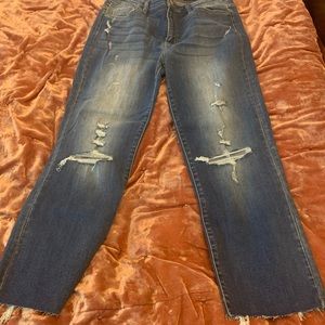 NWOT Flying Monkey High rise Distressed Straight leg jeans